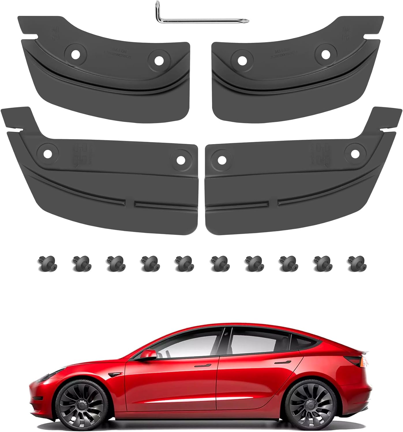 EVDANCE Tesla Model 3 Mud Flaps 2017-2024 (Set of 4)