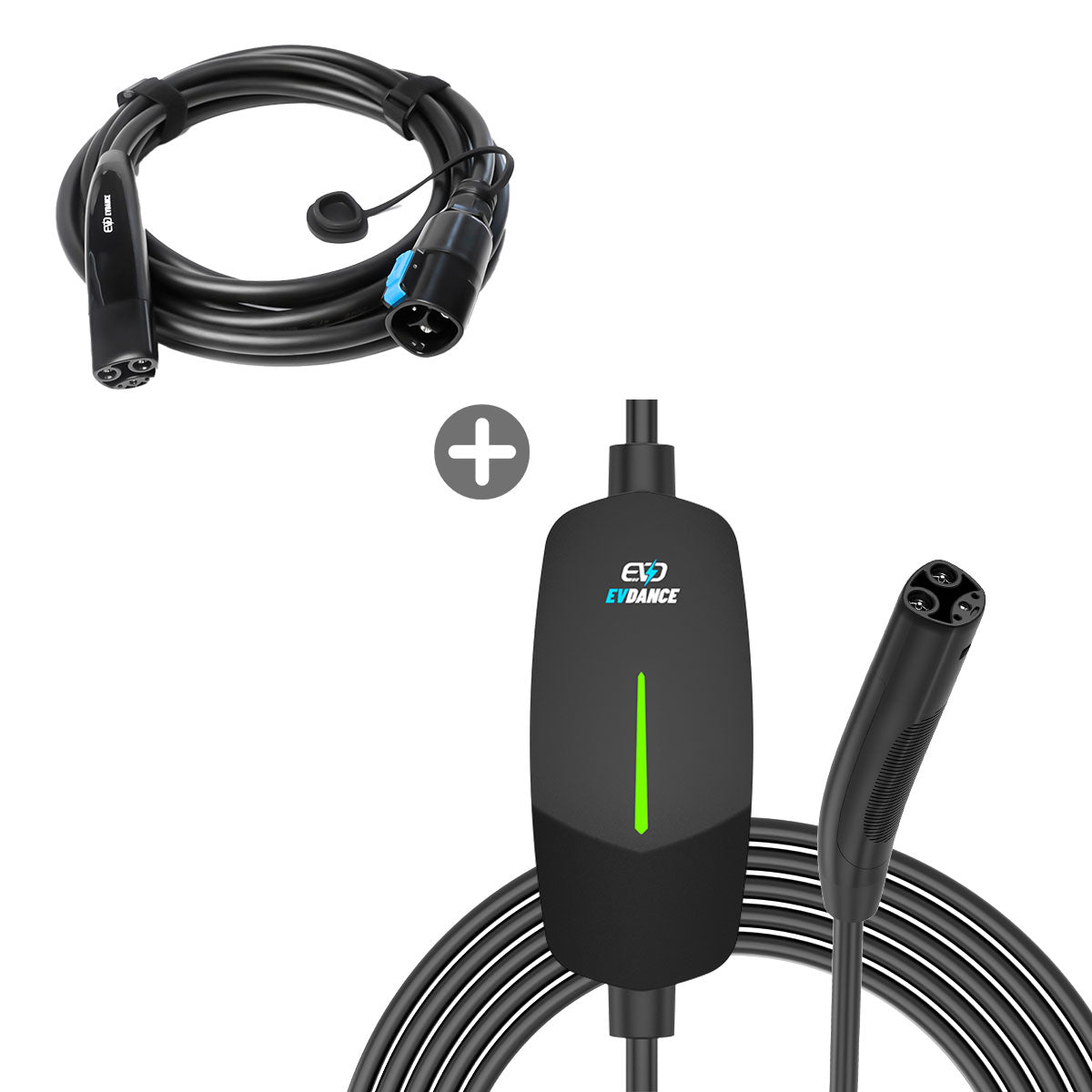 EVDANCE Flux Level 1/2 NEMA 5-15/14-50 Plug 12A/40A Tesla Portable/Home EV Charger + NACS(Tesla) Extension Cord