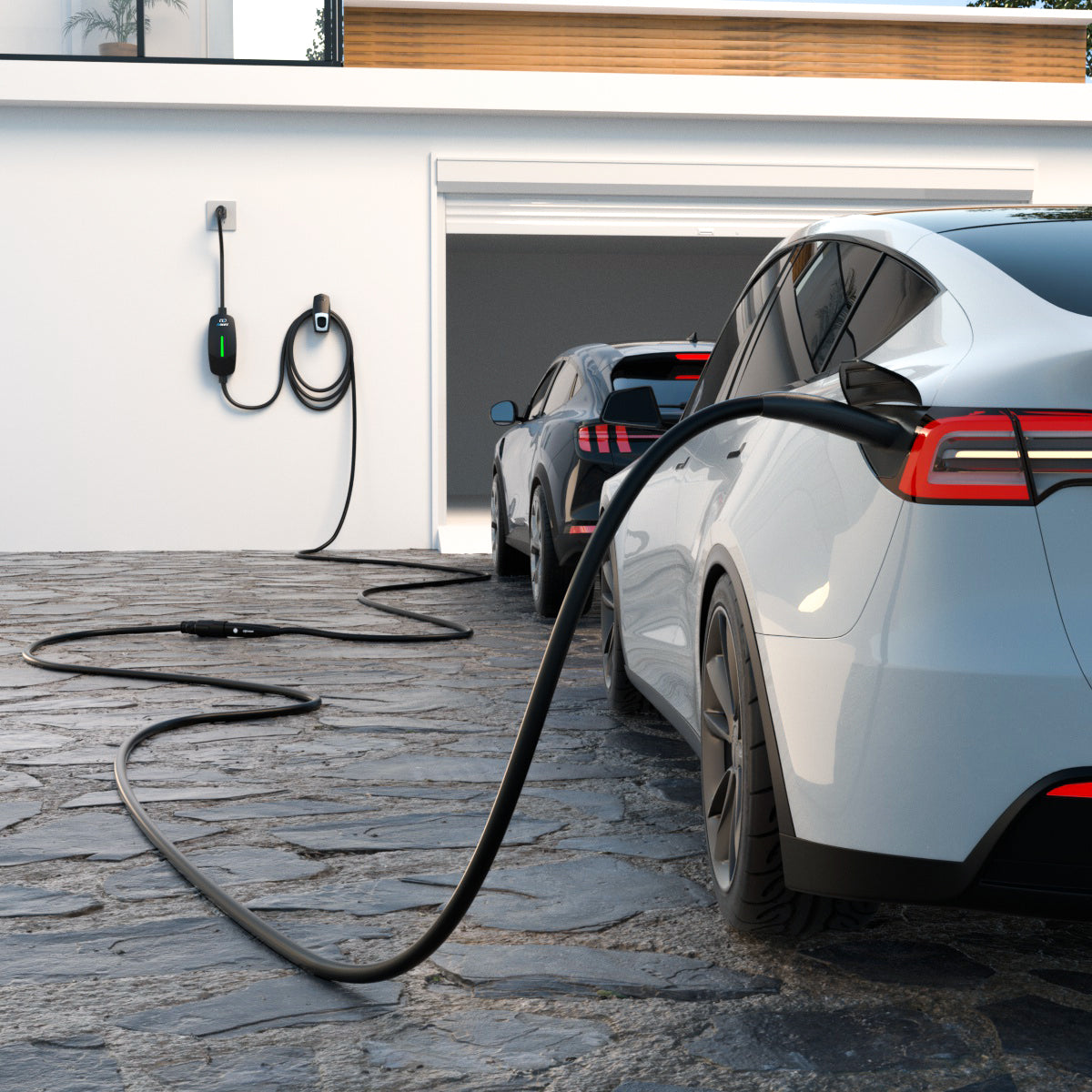 EVDANCE Flux Level 1/2 NEMA 5-15/14-50 Plug 12A/40A Tesla Portable/Home EV Charger + NACS(Tesla) Extension Cord
