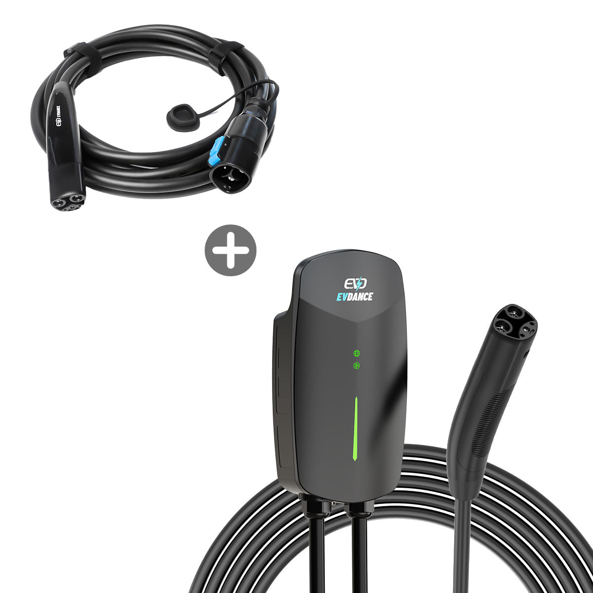 EVDANCE Flux Level 1/2 NEMA 5-15/14-50 Plug 12A/40A Tesla Portable/Home EV Charger + NACS(Tesla) Extension Cord