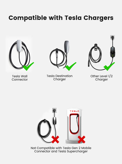 EVDANCE Tesla Extension Cord compatiible with tesla wall connector, tesla destination charger, and all other Level 1&2 EV charger.