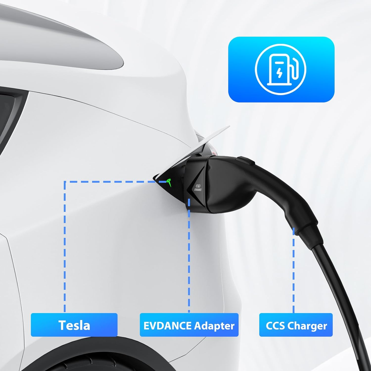 250KW Power DC Charging CCS Combo 1 To Tesla Adapter - EVDANCE